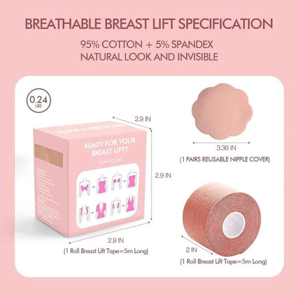 DooDSY Boob Tape for all sizes from A to G Cup. Color Nude. Includes 5 petals. - Picture 4 of 7